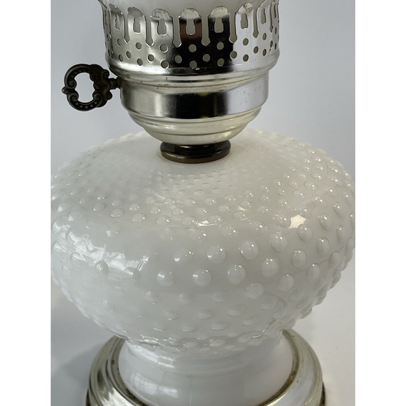 VTG Fenton Lamp Milk Glass Hobnail Underwriters laboratories Inc 17" Tall - Picture 9 of 14